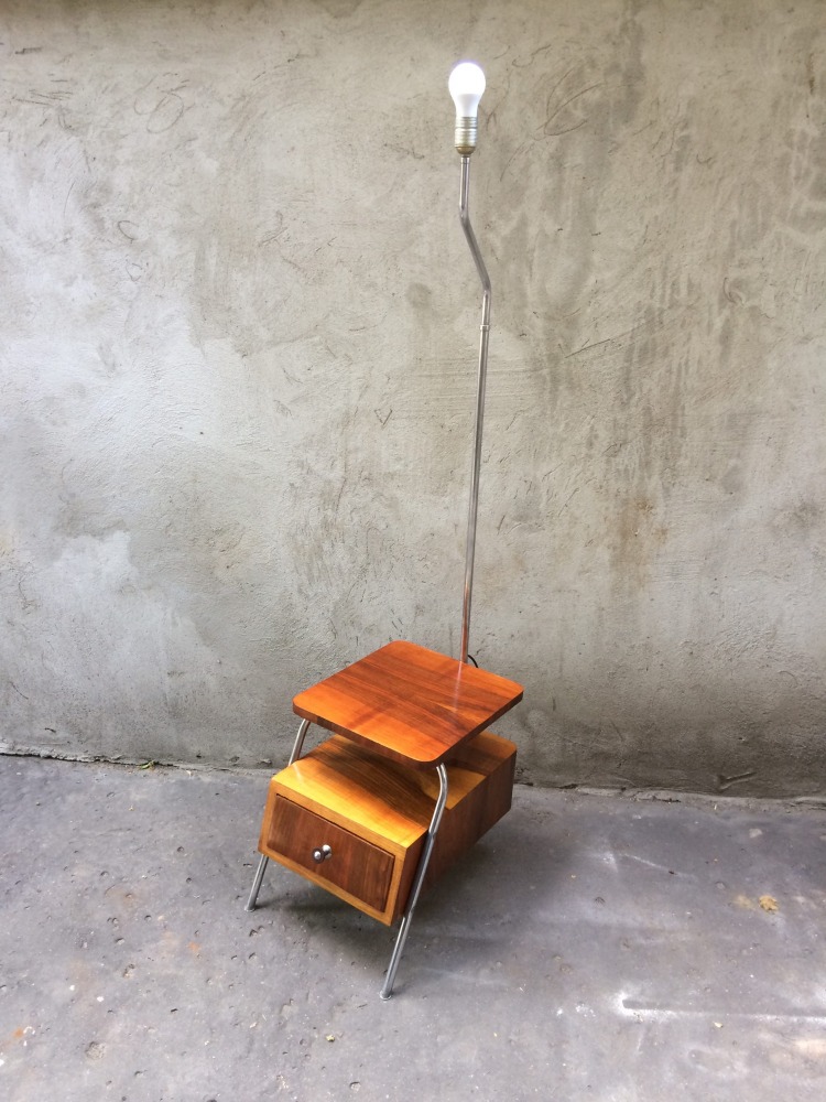 Szafka nocna z lampką PRL