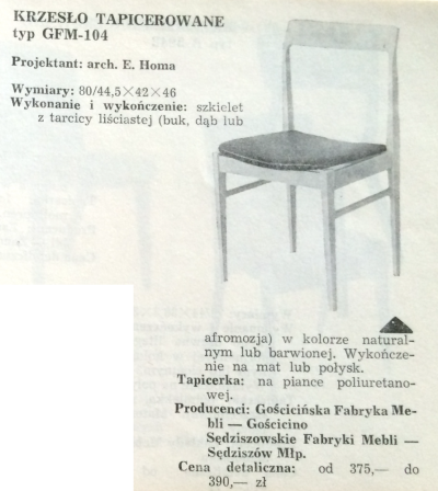 Zjednoczenie przemysłu meblarskiego katalog 1960